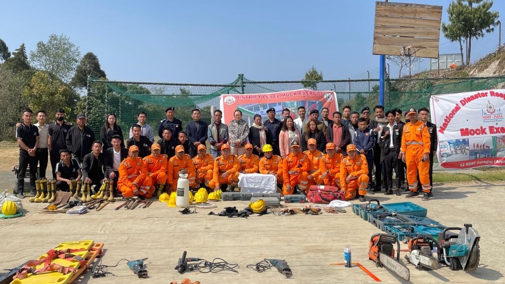 National Disaster Response Force conducted the awareness programme at Zunheboto Government College campus on February 28. (Morung Photo)